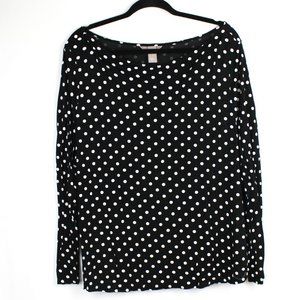 Black & White Polka Dot Boat Neck Long Sleeve T